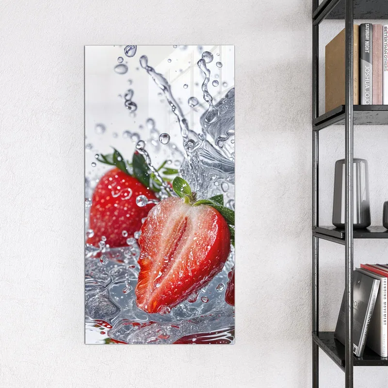 Glas Magnettafel - Erdbeeren auf Eis
