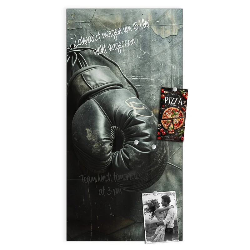 Glas Magnettafel - Boxhandschuhe an Wand