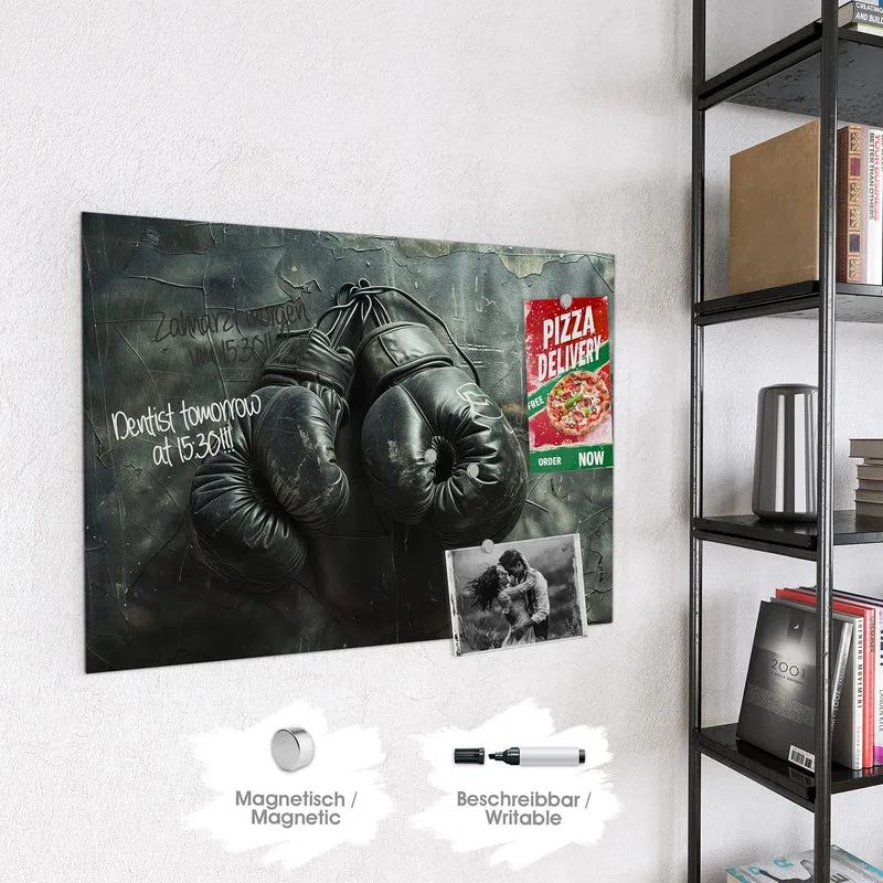 Glas Magnettafel - Boxhandschuhe an Wand