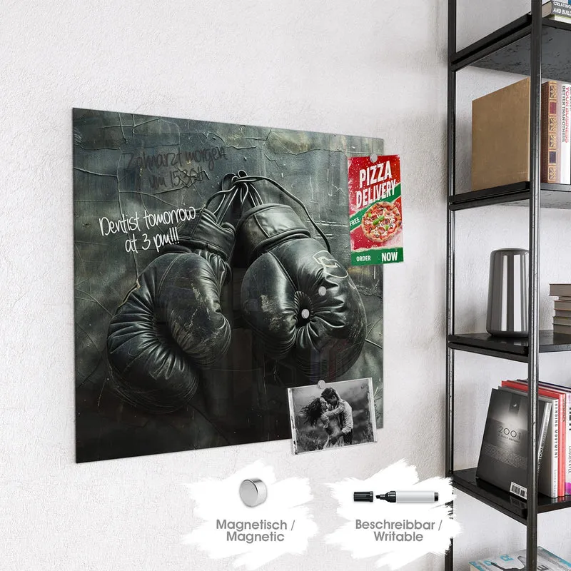 Glas Magnettafel - Boxhandschuhe an Wand