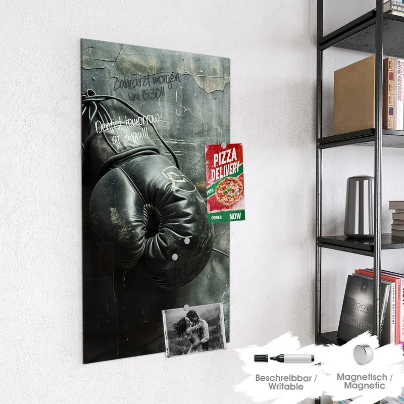 Glas Magnettafel - Boxhandschuhe an Wand