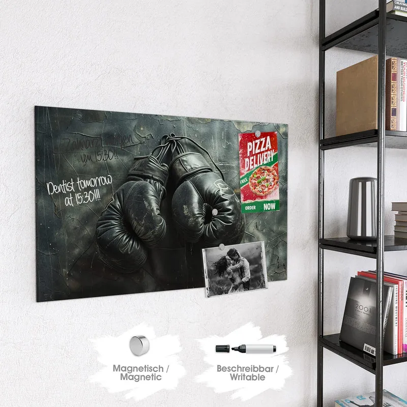 Glas Magnettafel - Boxhandschuhe an Wand