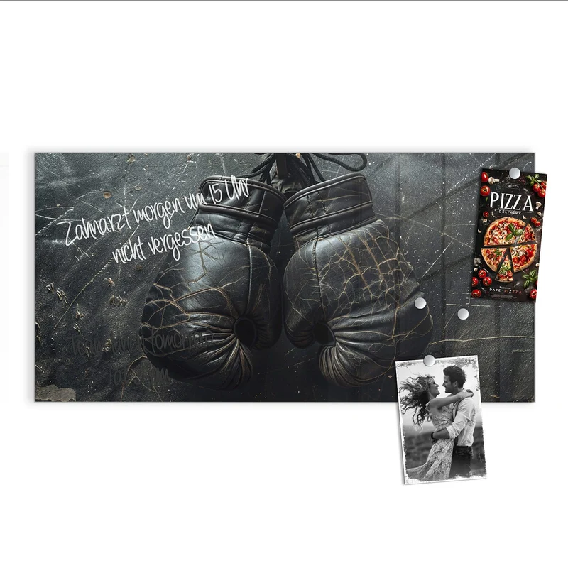 Glas Magnettafel - Liegende Boxhandschuhe