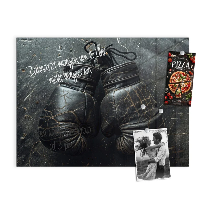 Glas Magnettafel - Liegende Boxhandschuhe