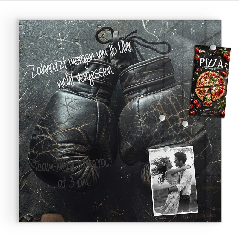 Glas Magnettafel - Liegende Boxhandschuhe
