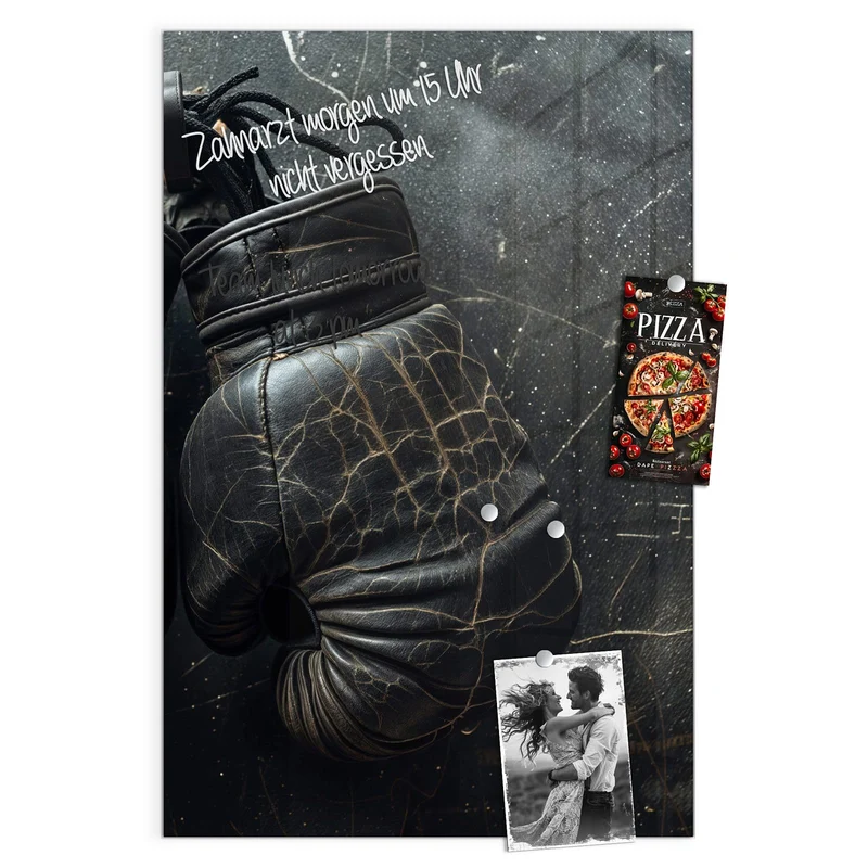 Glas Magnettafel - Liegende Boxhandschuhe