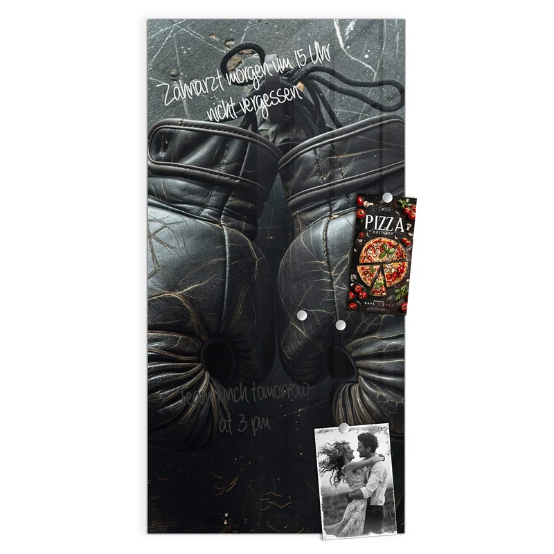 Glas Magnettafel - Liegende Boxhandschuhe