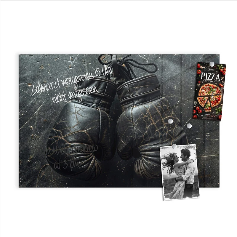 Glas Magnettafel - Liegende Boxhandschuhe