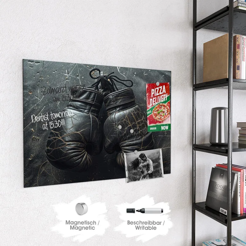 Glas Magnettafel - Liegende Boxhandschuhe