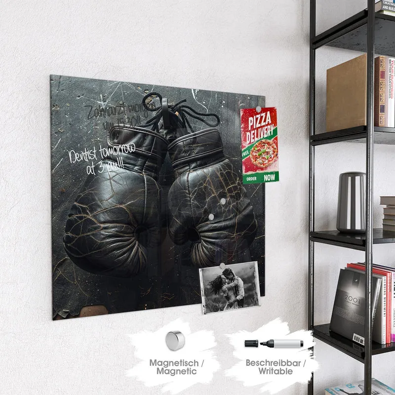 Glas Magnettafel - Liegende Boxhandschuhe