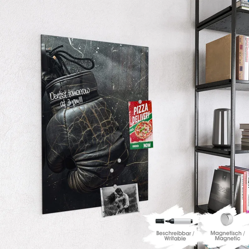 Glas Magnettafel - Liegende Boxhandschuhe
