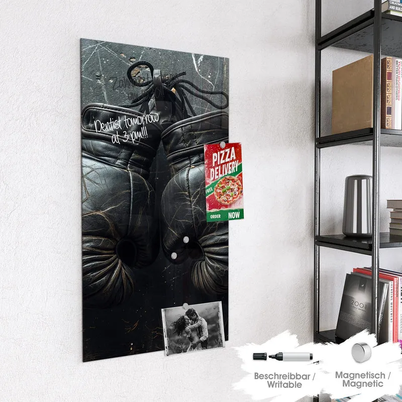 Glas Magnettafel - Liegende Boxhandschuhe