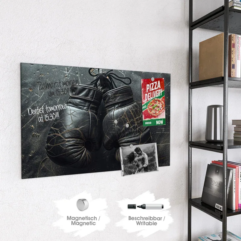Glas Magnettafel - Liegende Boxhandschuhe