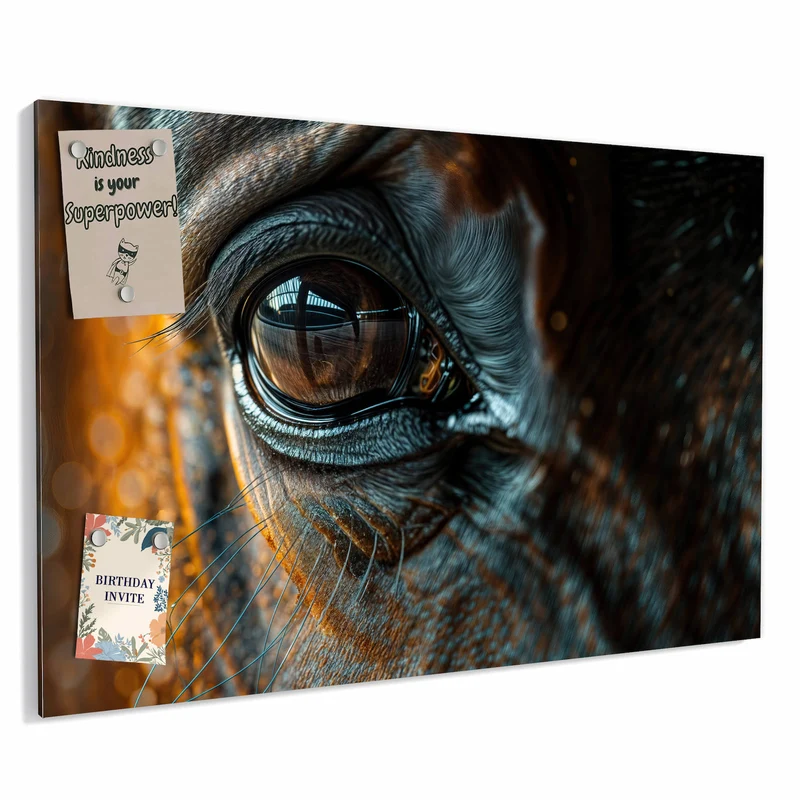 Metall Magnettafel - Pferdeauge im Goldlicht