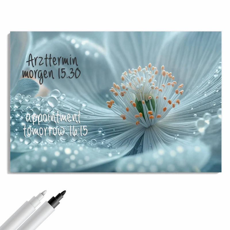 Metall Magnettafel - Eisblaue Blüte