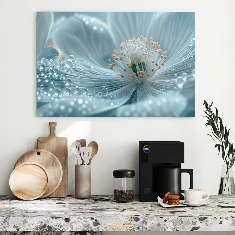 Metall Magnettafel - Eisblaue Blüte
