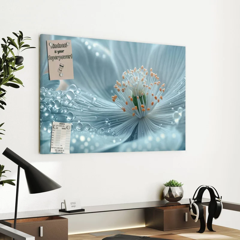 Metall Magnettafel - Eisblaue Blüte