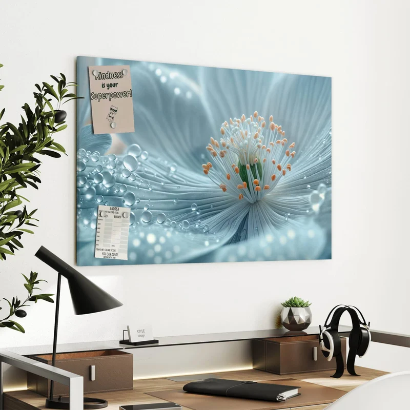Metall Magnettafel - Eisblaue Blüte
