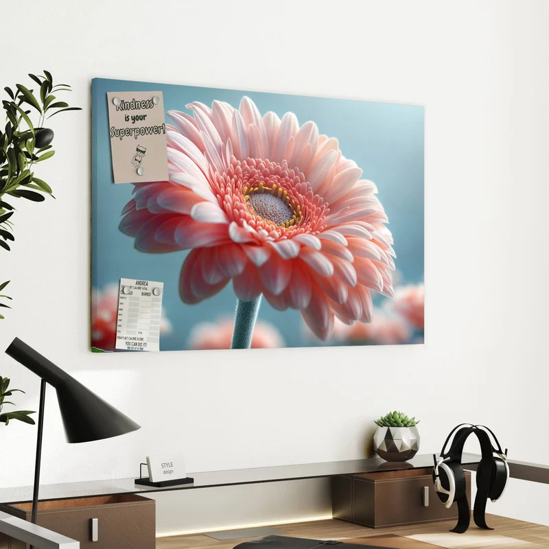 Metall Magnettafel - Rosa Gerbera