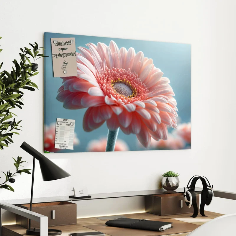 Metall Magnettafel - Rosa Gerbera