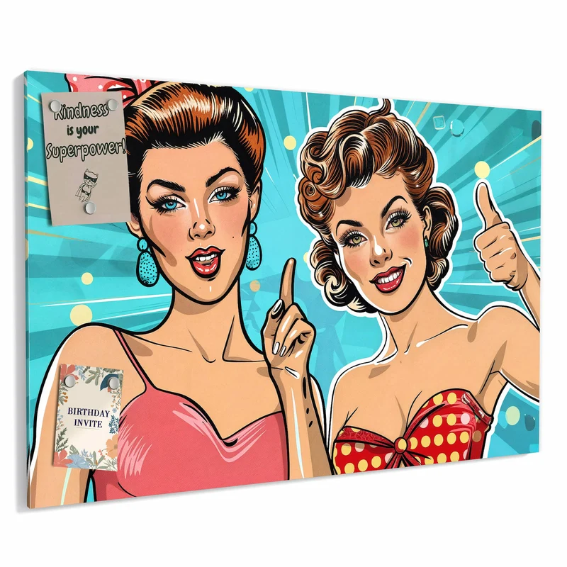 Metall Magnettafel - Retro Freundinnen