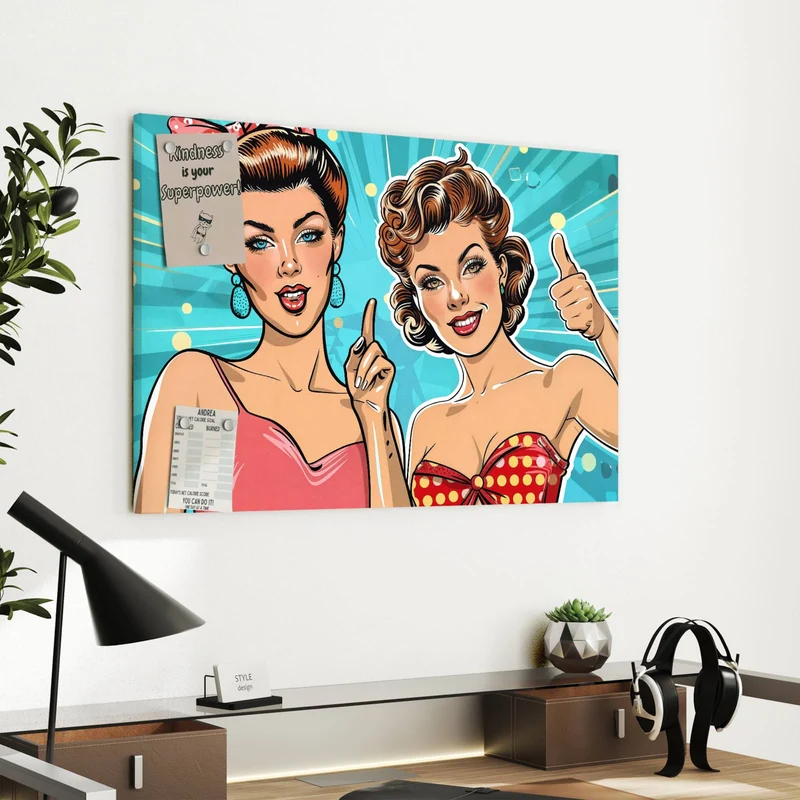 Metall Magnettafel - Retro Freundinnen