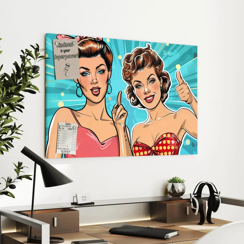 Metall Magnettafel - Retro Freundinnen