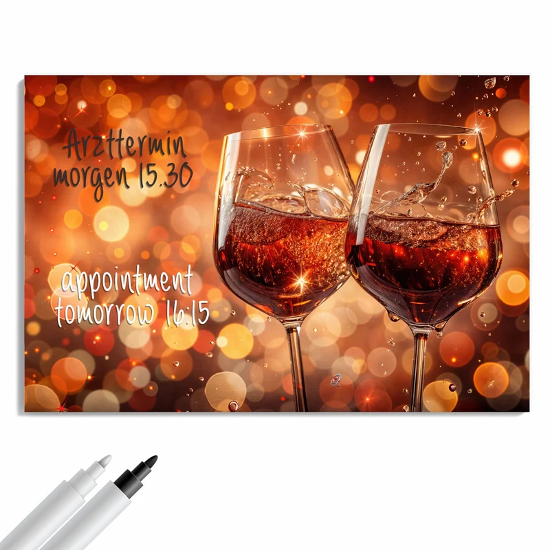 Metall Magnettafel - Festliche Weingläser