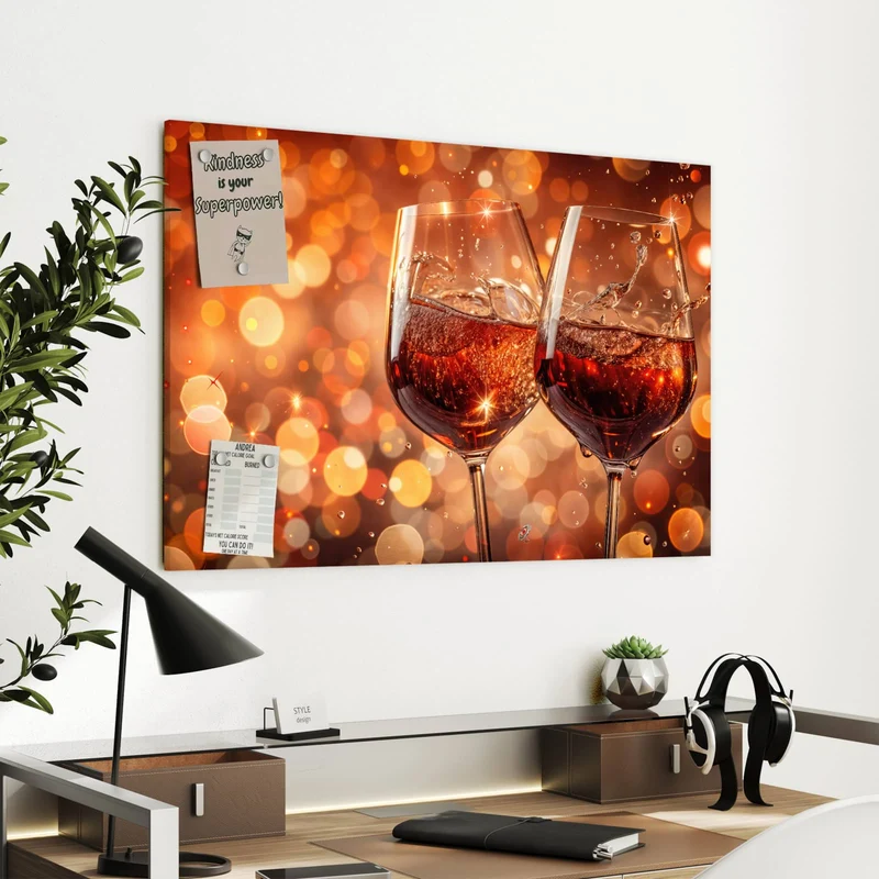 Metall Magnettafel - Festliche Weingläser