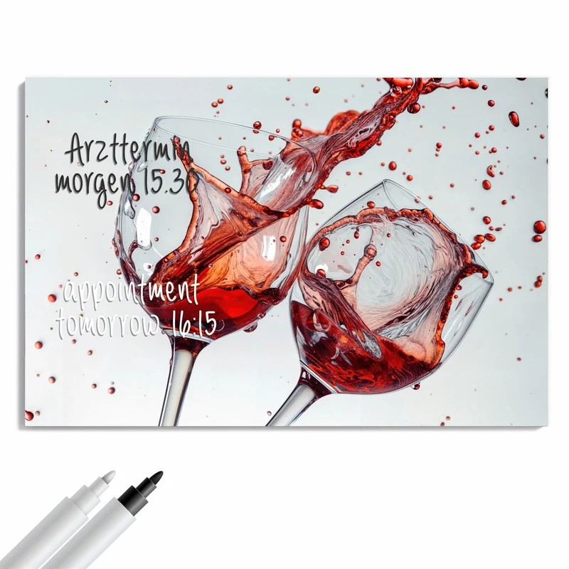 Metall Magnettafel - Spritzender Rotwein