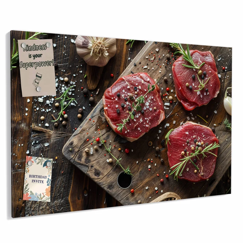 Metall Magnettafel - Steaks mit Knoblauch