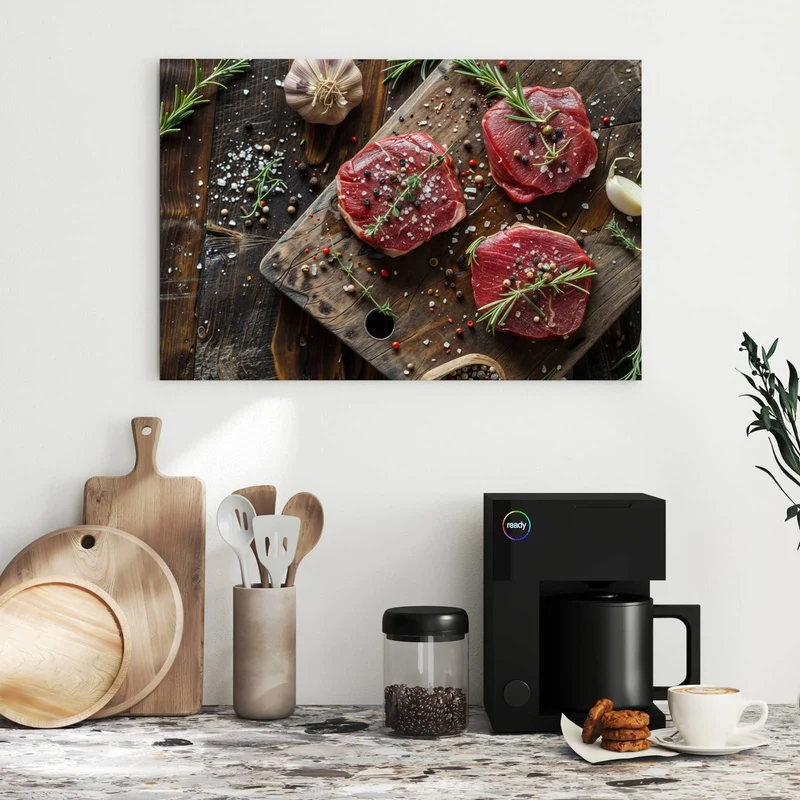 Metall Magnettafel - Steaks mit Knoblauch
