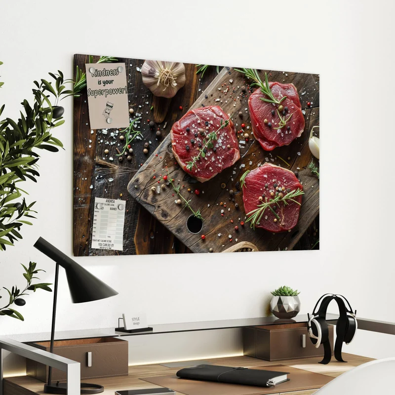 Metall Magnettafel - Steaks mit Knoblauch