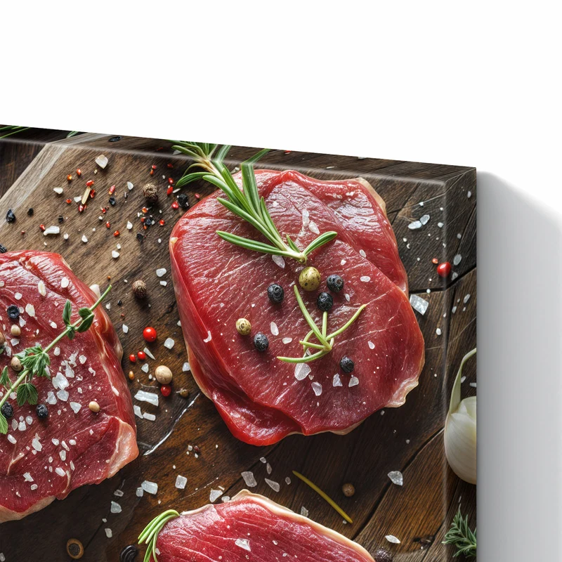 Metall Magnettafel - Steaks mit Knoblauch