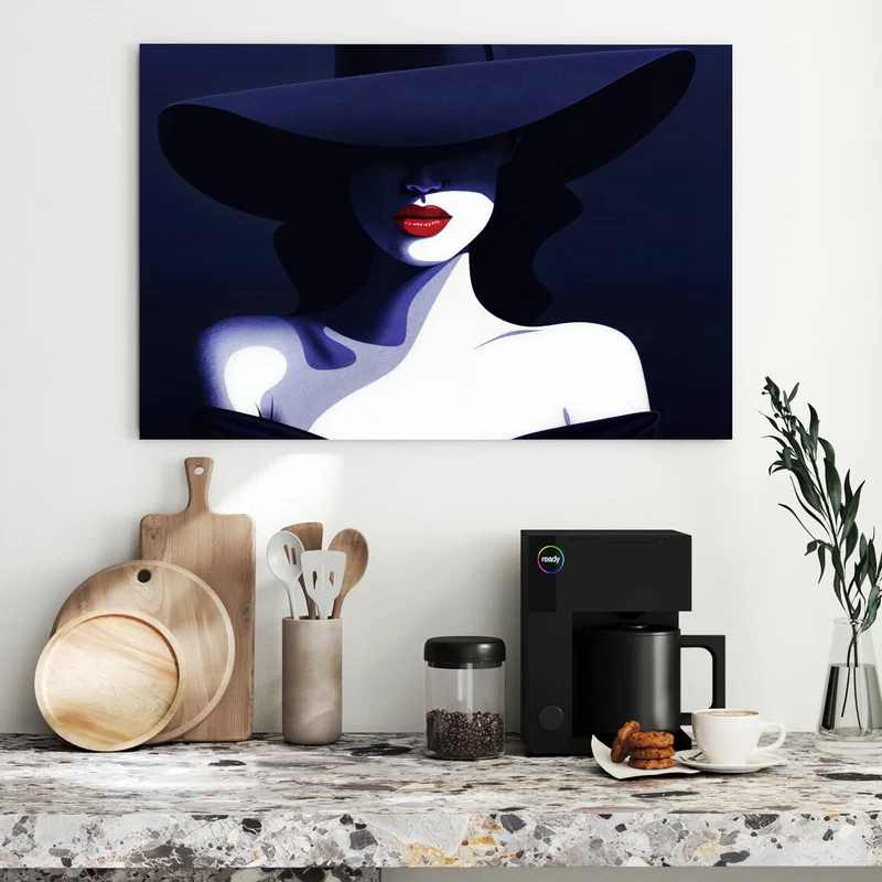 Metall Magnettafel - Dame mit dunklem Hut