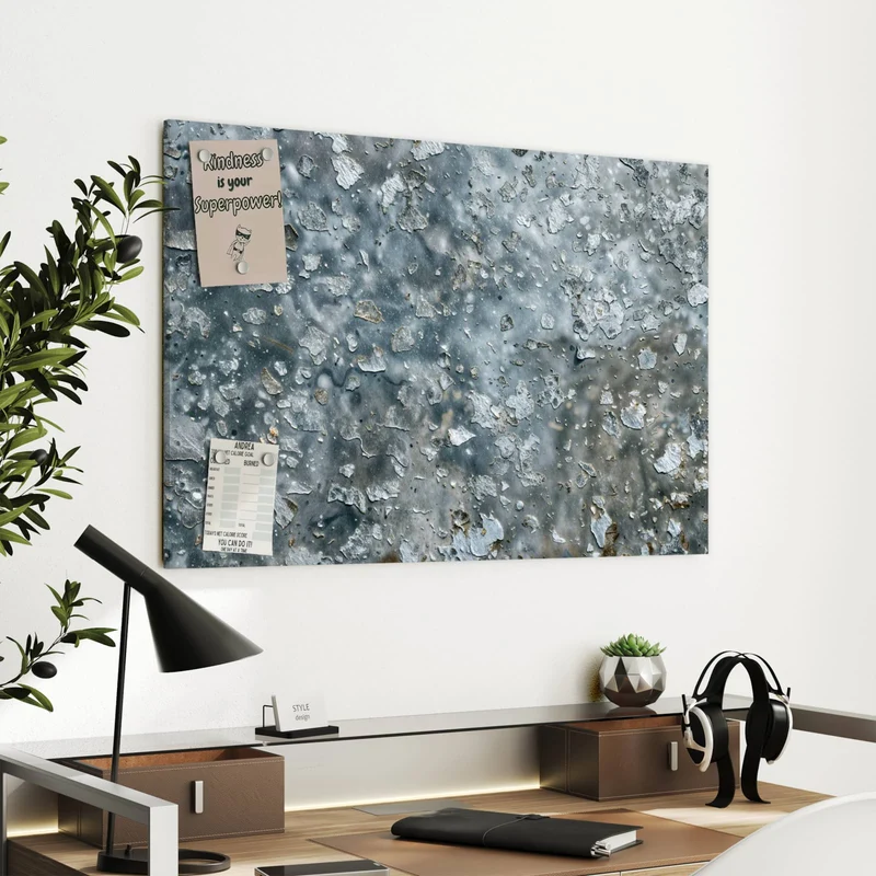 Metall Magnettafel - Abgeplatztes Graublau