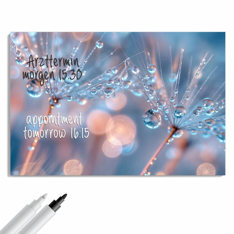 Metall Magnettafel - Tautropfen in Blau