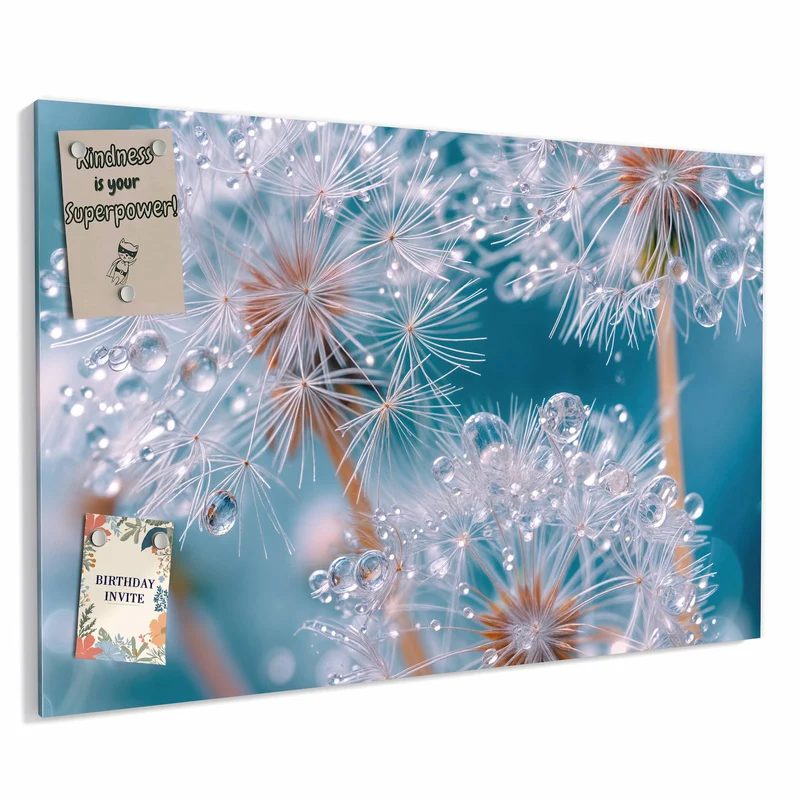 Metall Magnettafel - Pusteblumen mit Tropfen