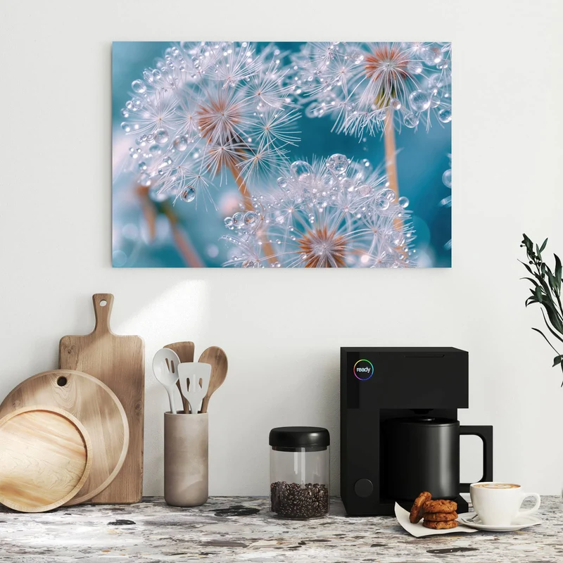 Metall Magnettafel - Pusteblumen mit Tropfen