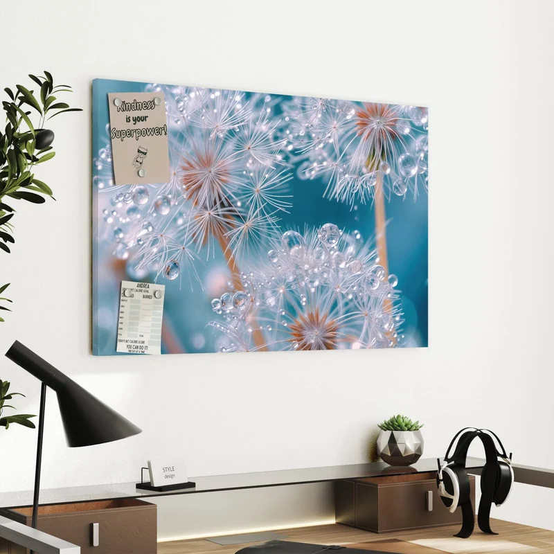 Metall Magnettafel - Pusteblumen mit Tropfen
