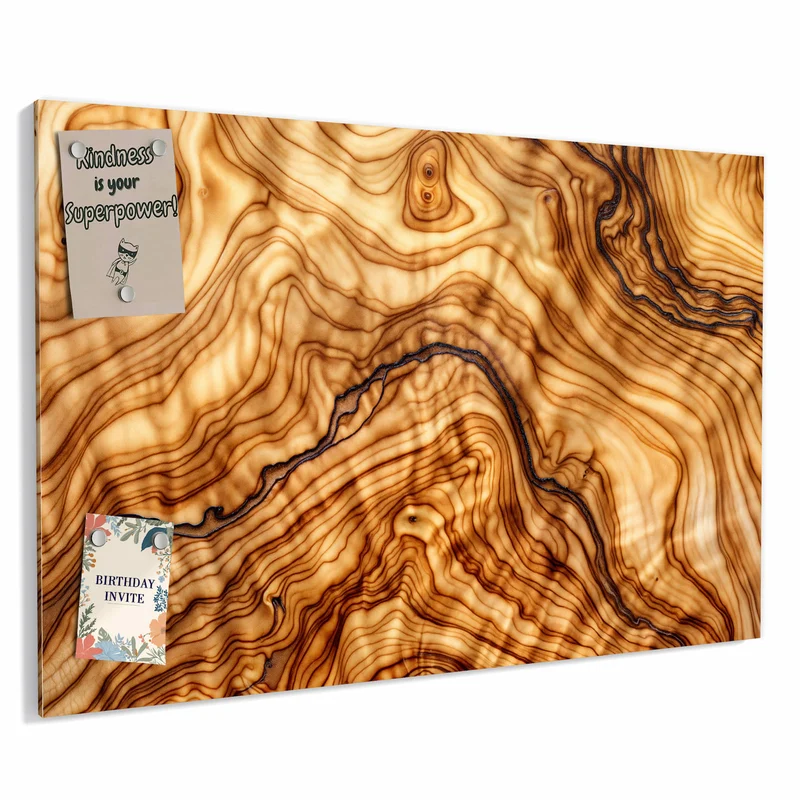 Metall Magnettafel - Olivenholz