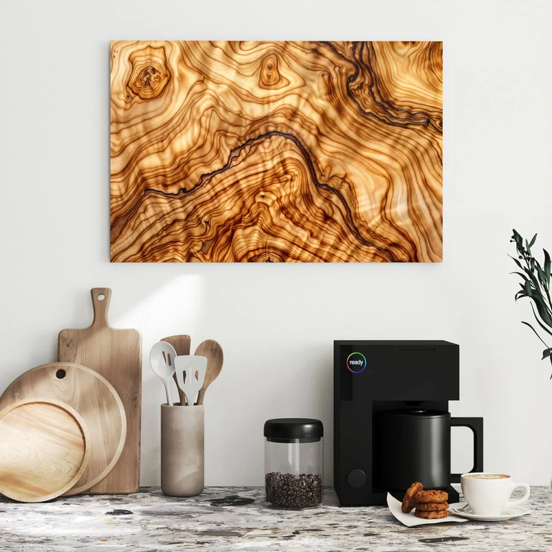 Metall Magnettafel - Olivenholz