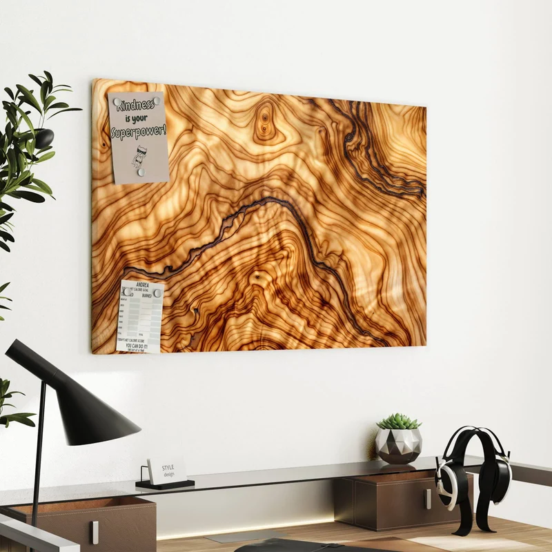 Metall Magnettafel - Olivenholz