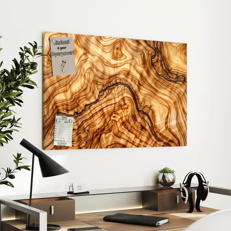 Metall Magnettafel - Olivenholz
