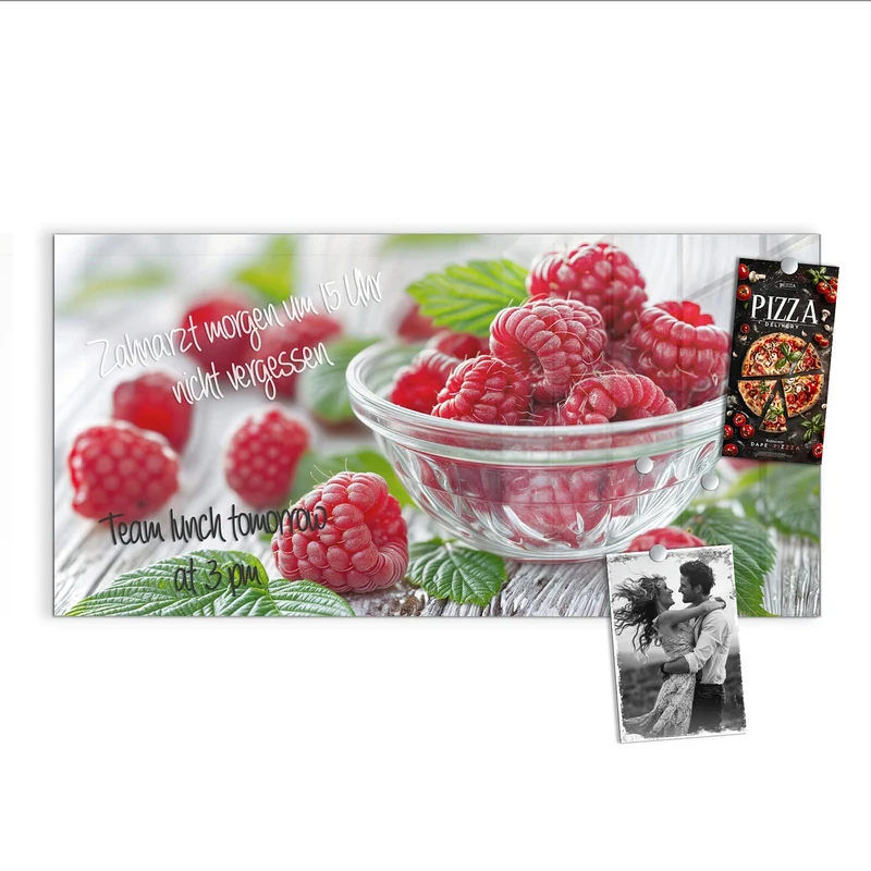Glas Magnettafel - Frische Himbeeren