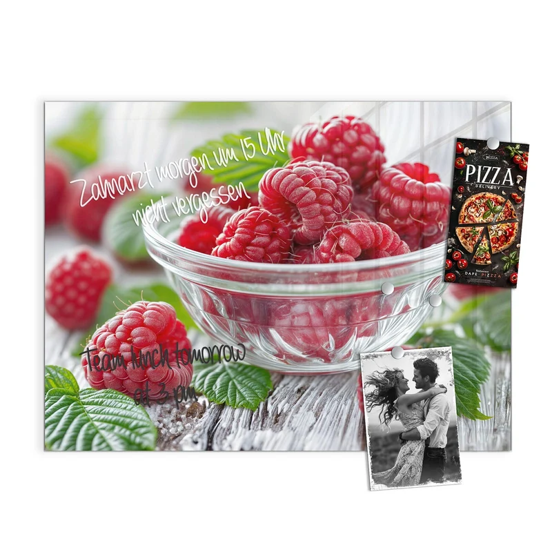 Glas Magnettafel - Frische Himbeeren