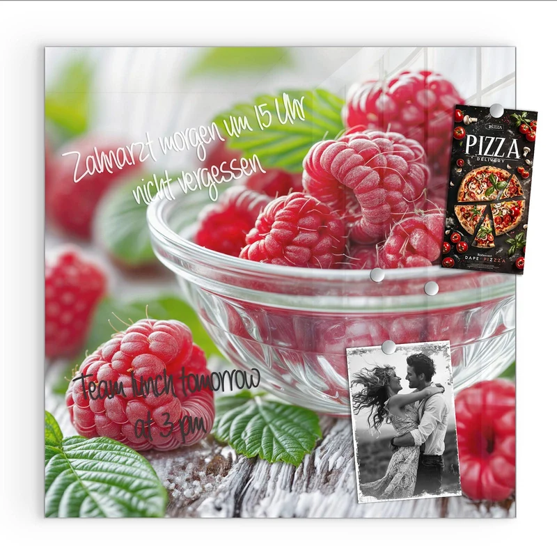 Glas Magnettafel - Frische Himbeeren