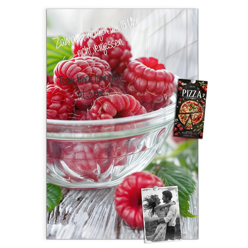 Glas Magnettafel - Frische Himbeeren