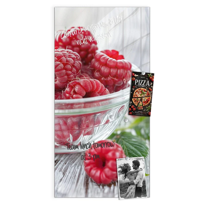 Glas Magnettafel - Frische Himbeeren