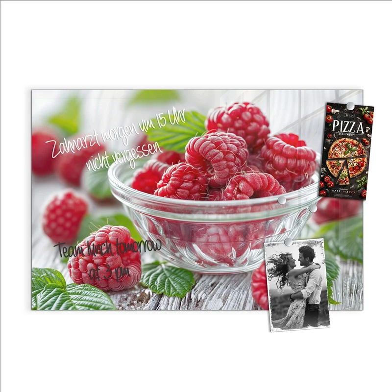 Glas Magnettafel - Frische Himbeeren